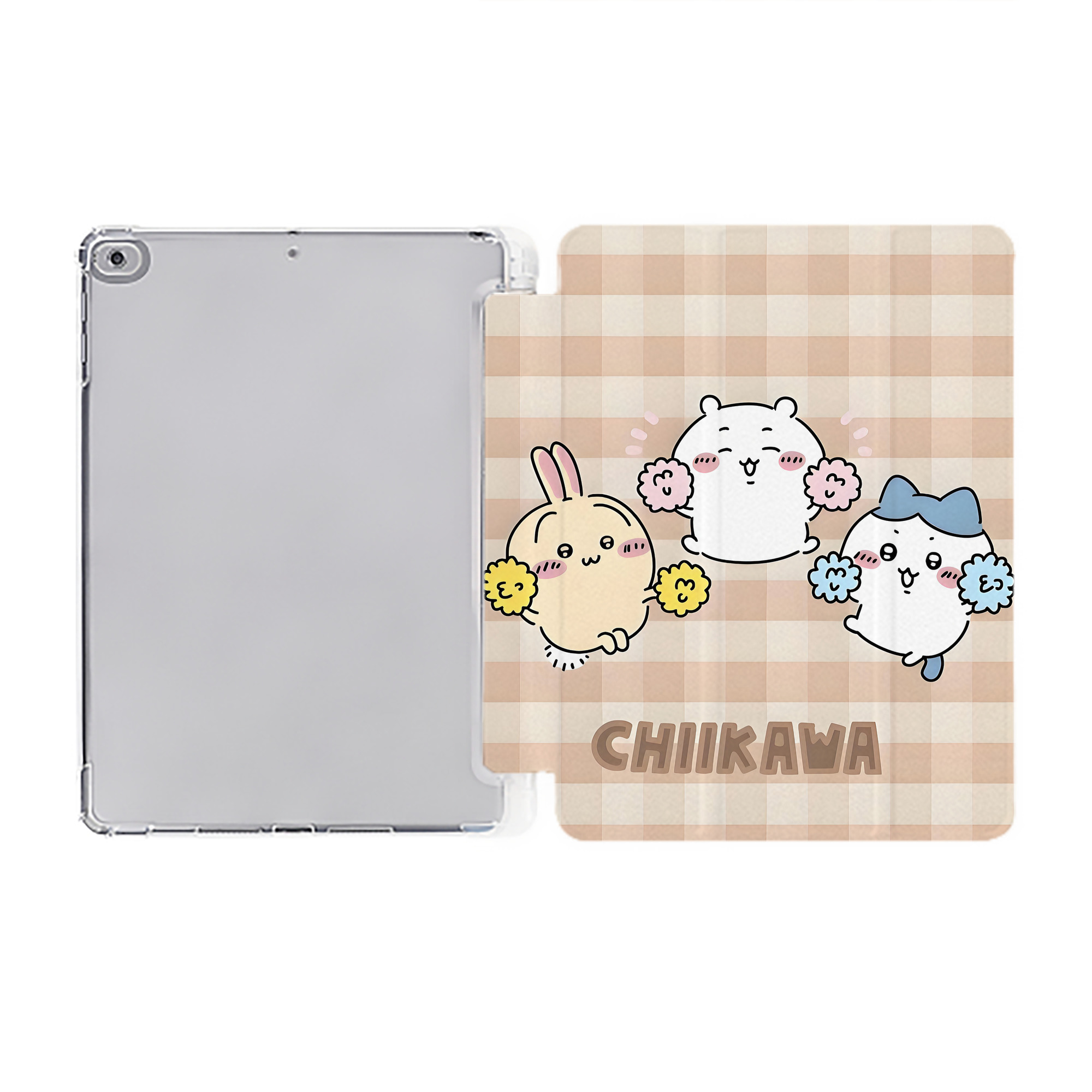 （画像用） ちいかわ Chii-kawa IPad ケース ペン収納付き 三つ折りスタンド PUレザー×シリコン 対応機種9.5/10.5/10.9インチ